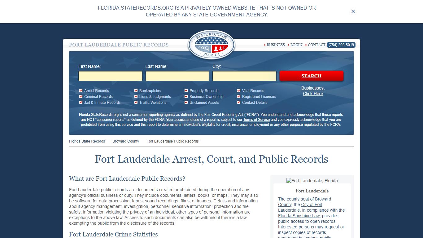 Fort Lauderdale Arrest, Court, and Public Records